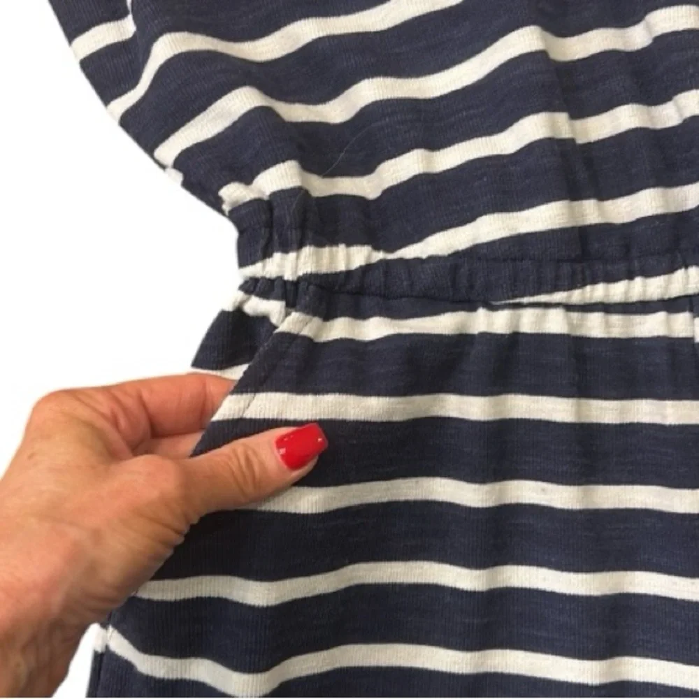 Old Navy Cropped Wide Leg Sleeveless Navy Striped Knit Jumpsuit Medium Tall - Picture 7 of 14